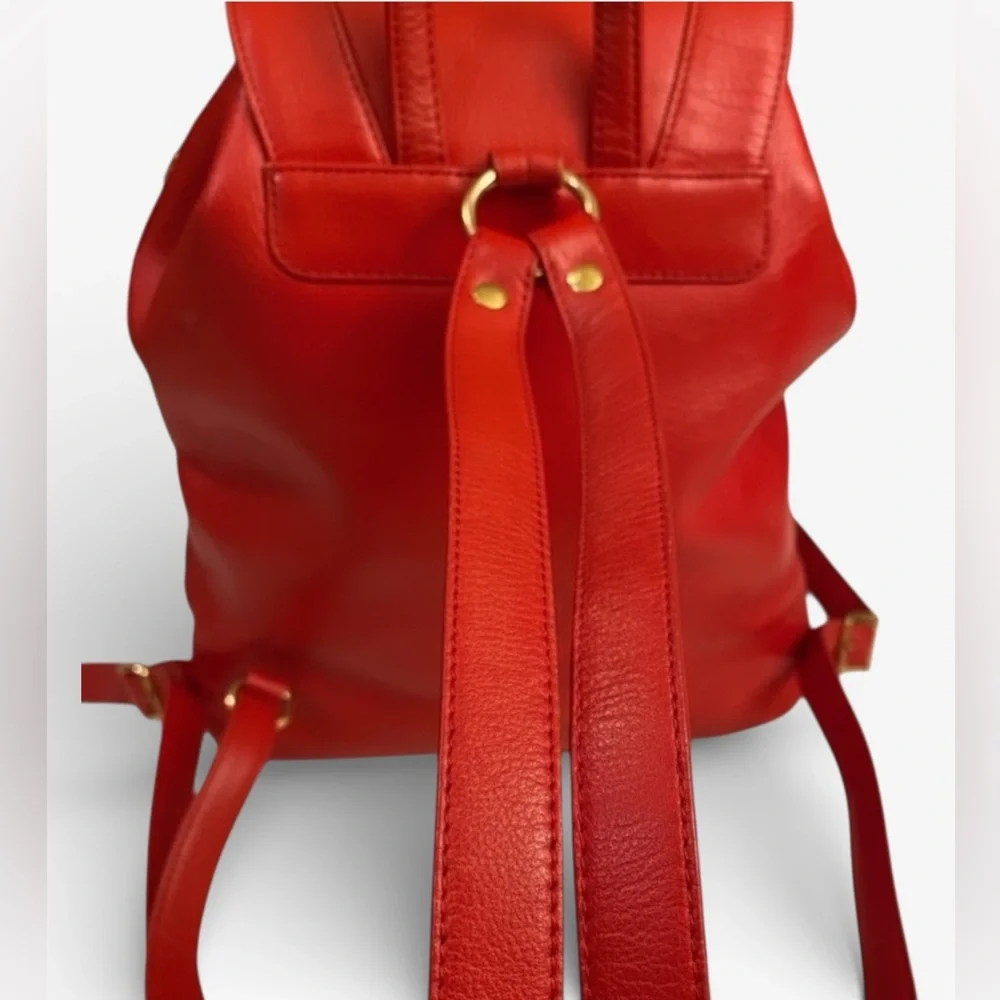 MCM Red Leather Backpack, EUC